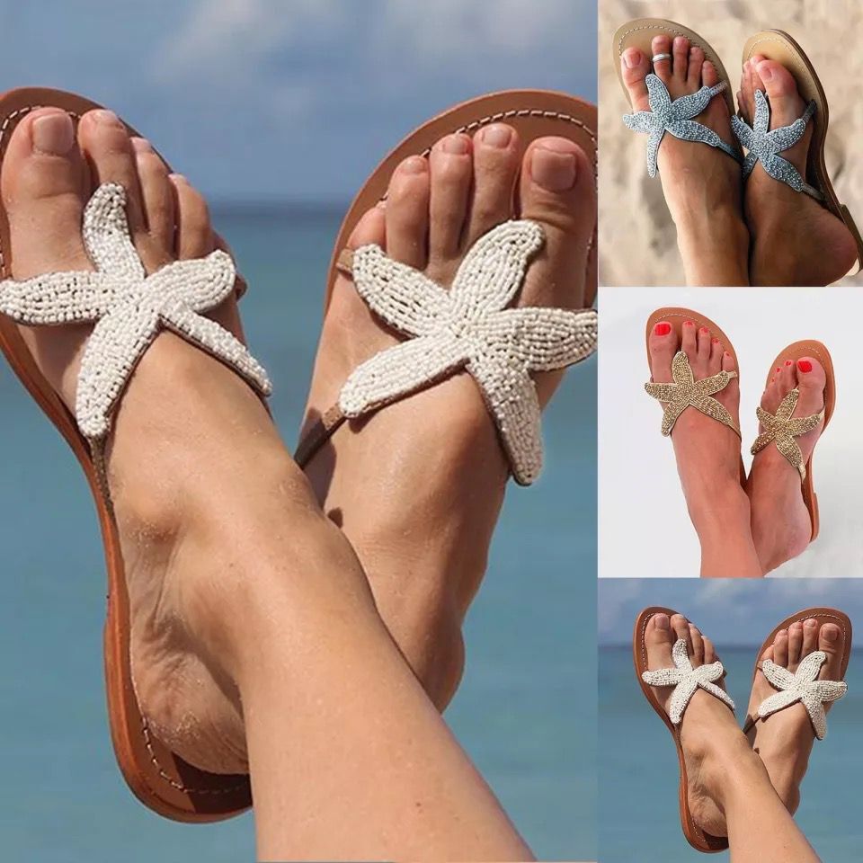 Starfish Beaded Flip Flop Sandals