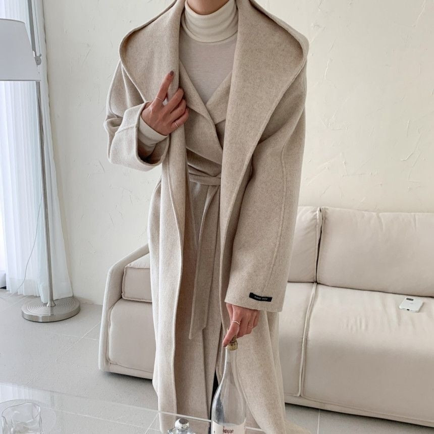 Korean Turndown Collar Long Sleeve Loose Over Coat