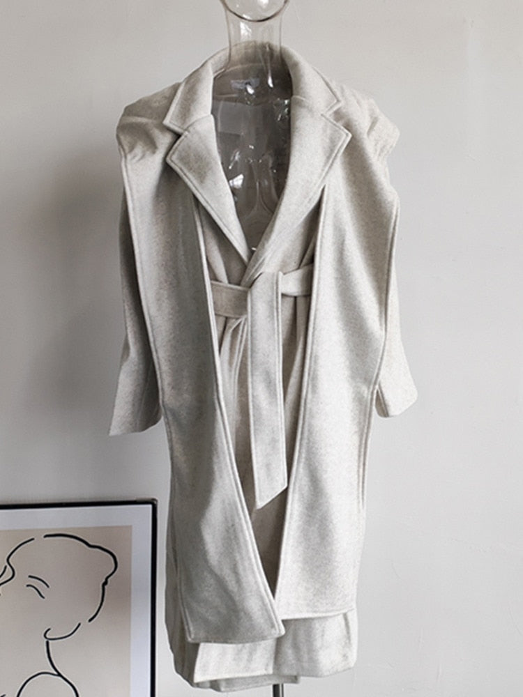 Korean Turndown Collar Long Sleeve Loose Over Coat