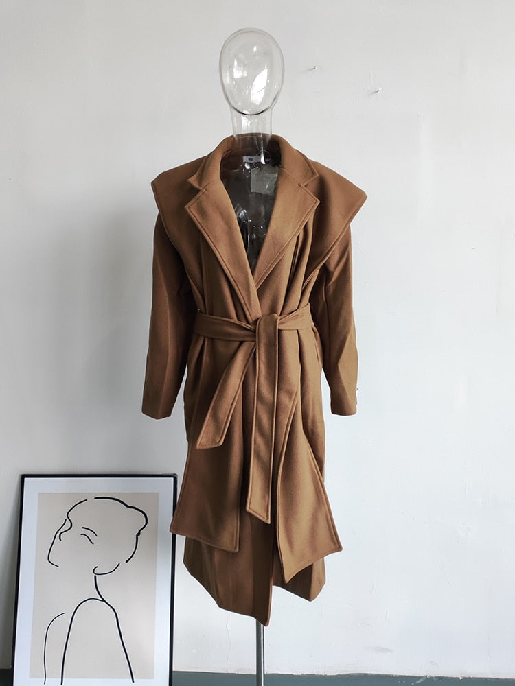 Korean Turndown Collar Long Sleeve Loose Over Coat