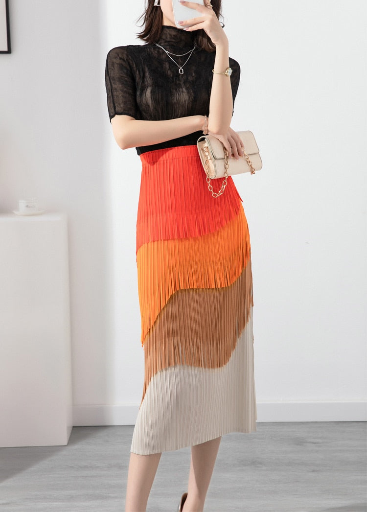 Fringe Tassel Multi Color Skirt