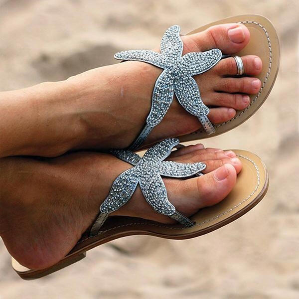 Starfish Beaded Flip Flop Sandals