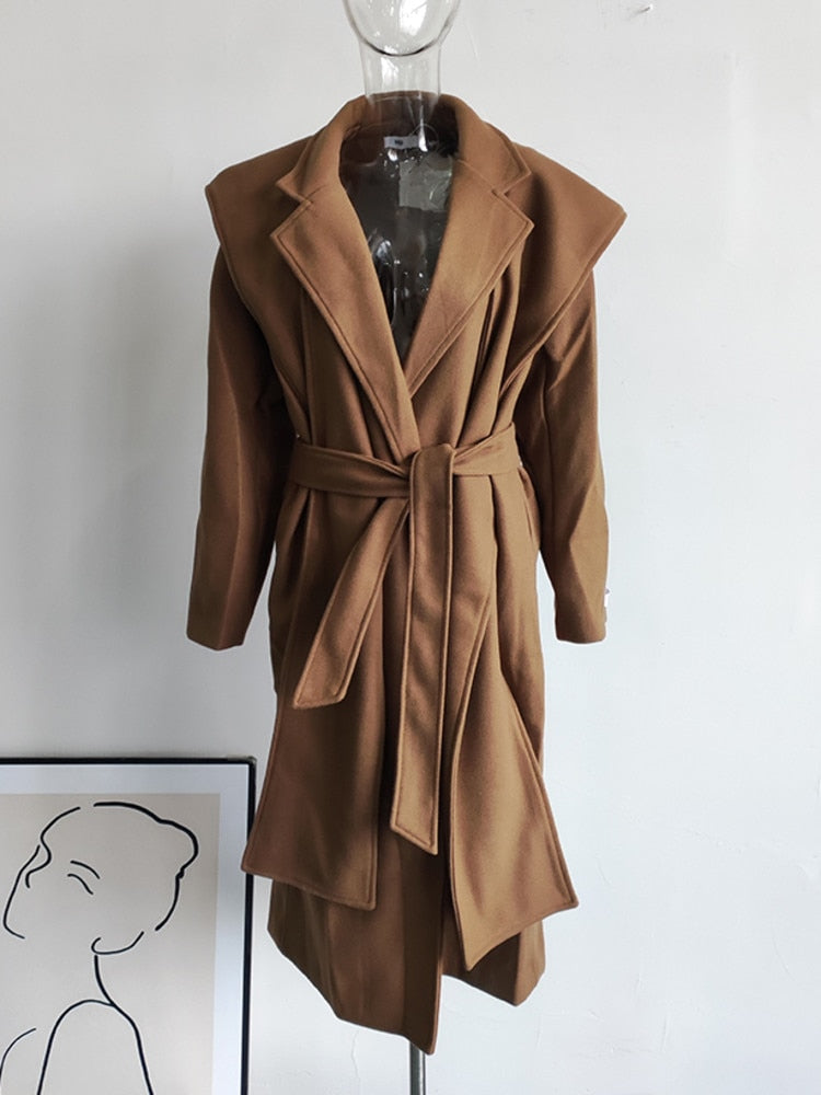 Korean Turndown Collar Long Sleeve Loose Over Coat