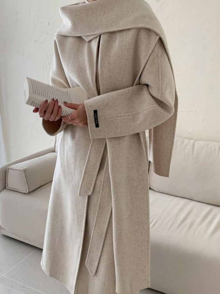 Korean Turndown Collar Long Sleeve Loose Over Coat