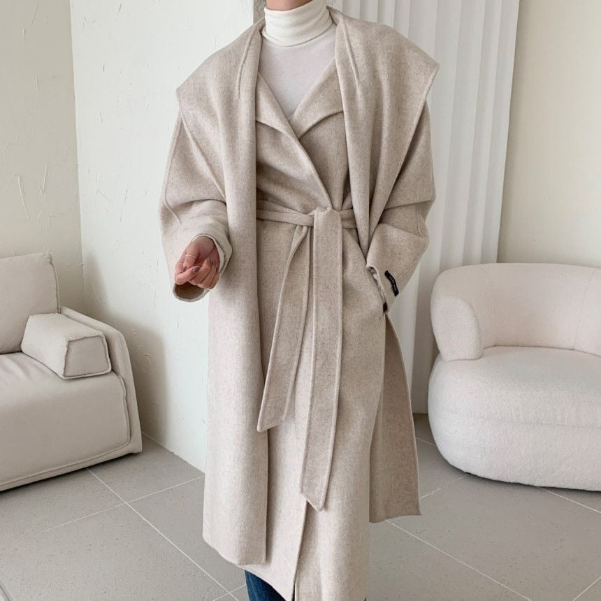 Korean Turndown Collar Long Sleeve Loose Over Coat