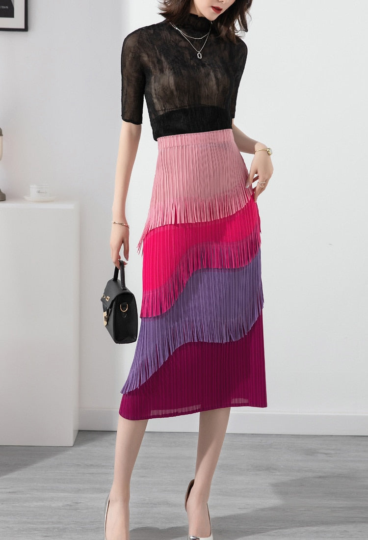 Fringe Tassel Multi Color Skirt