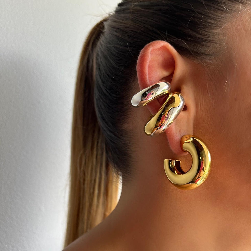 Mediterranean Night Hoop and Cuff Earrings