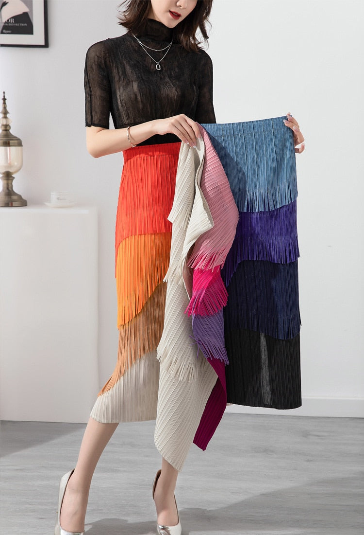 Fringe Tassel Multi Color Skirt