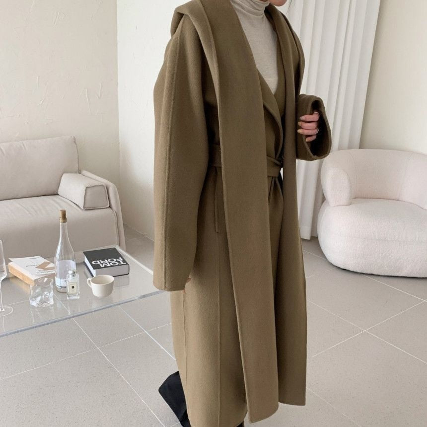 Korean Turndown Collar Long Sleeve Loose Over Coat