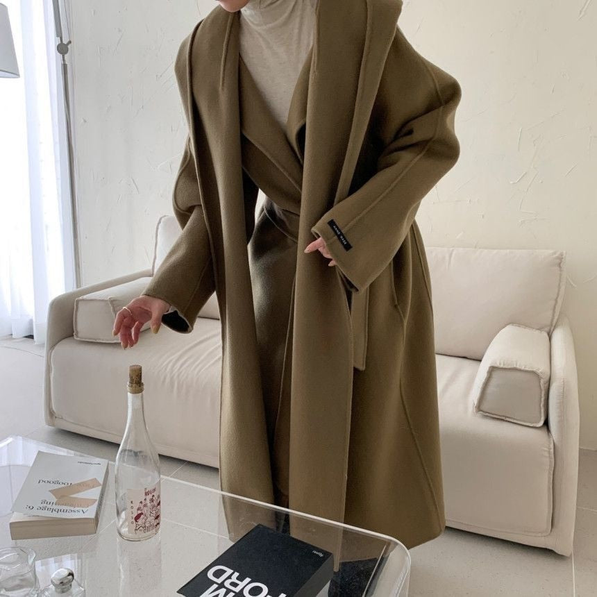 Korean Turndown Collar Long Sleeve Loose Over Coat