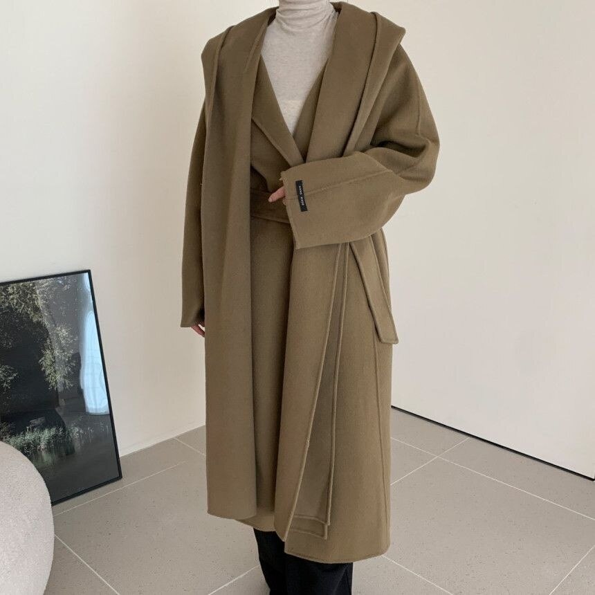 Korean Turndown Collar Long Sleeve Loose Over Coat