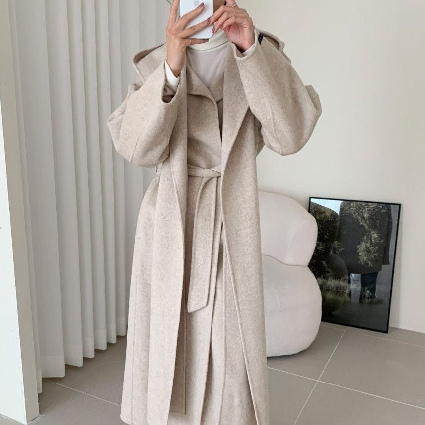 Korean Turndown Collar Long Sleeve Loose Over Coat