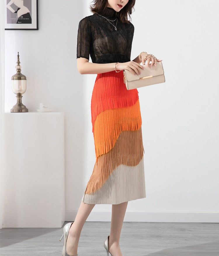 Fringe Tassel Multi Color Skirt