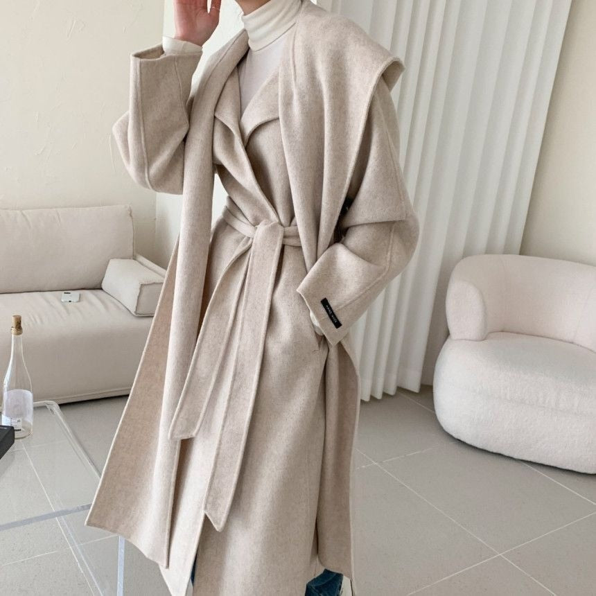 Korean Turndown Collar Long Sleeve Loose Over Coat