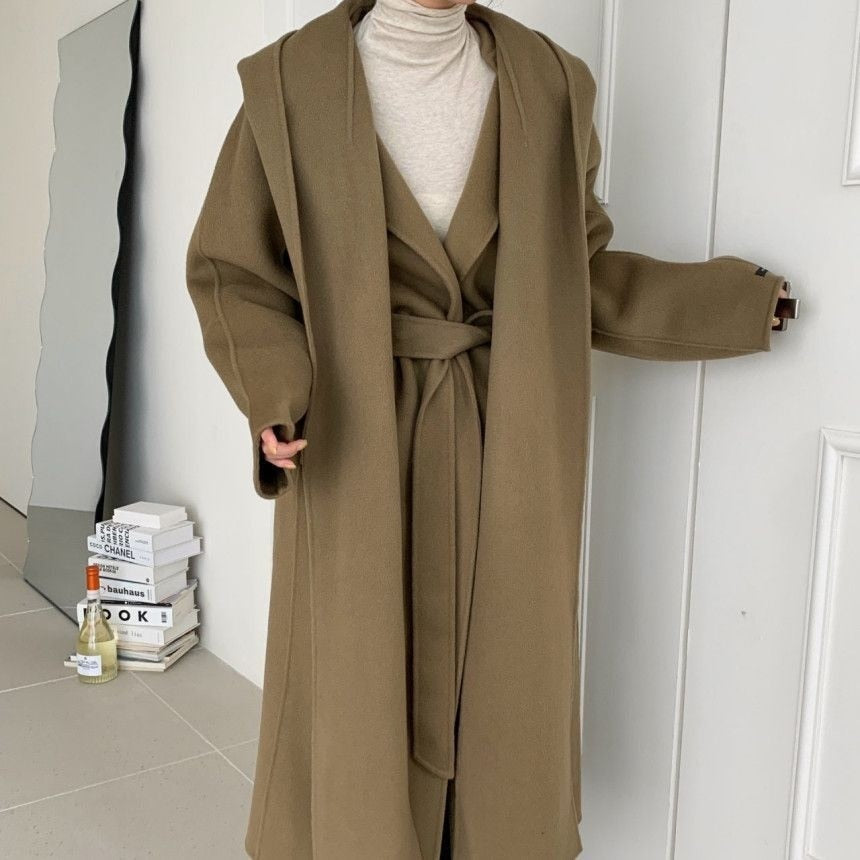 Korean Turndown Collar Long Sleeve Loose Over Coat