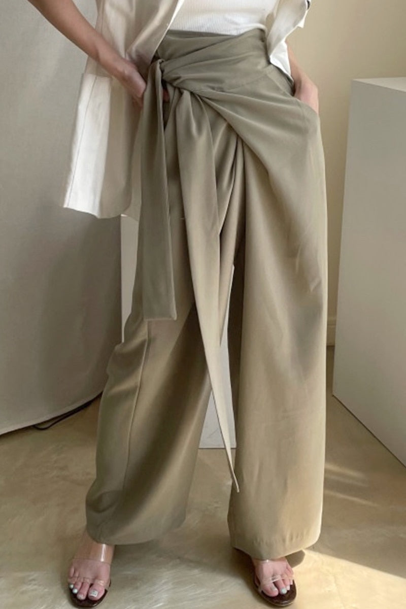 Wide Leg Business Wrap Pants