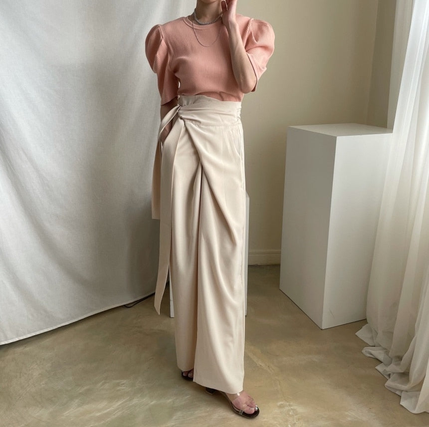 Wide Leg Business Wrap Pants