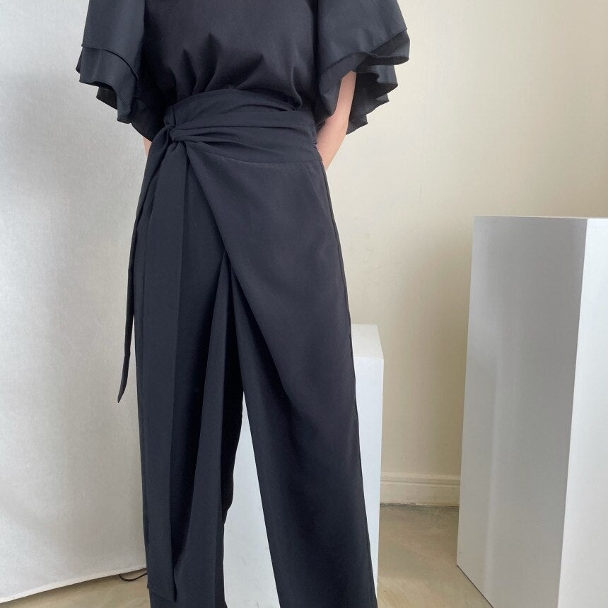 Wide Leg Business Wrap Pants