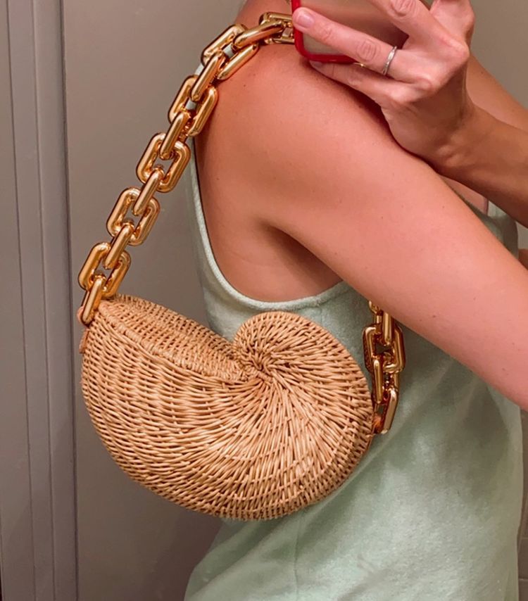 Rattan Wicker Conch Shoulder Bags