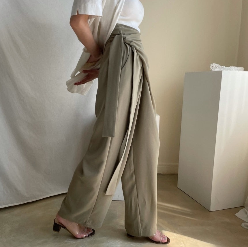 Wide Leg Business Wrap Pants