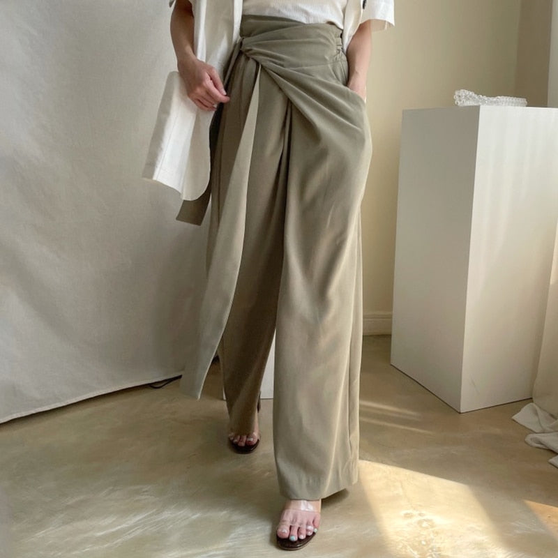 Wide Leg Business Wrap Pants