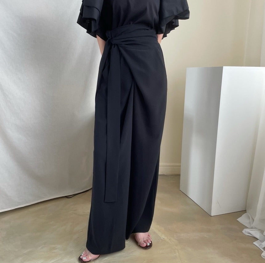 Wide Leg Business Wrap Pants