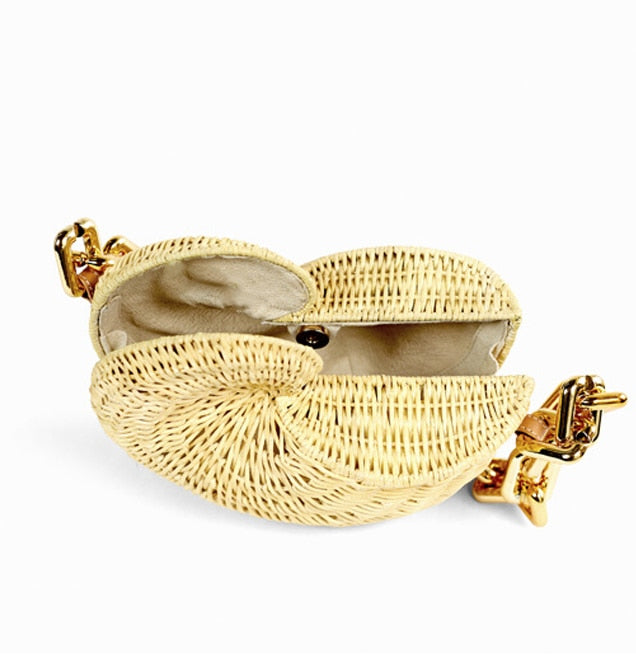 Rattan Wicker Conch Shoulder Bags