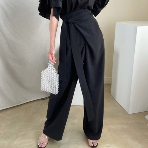 Wide Leg Business Wrap Pants