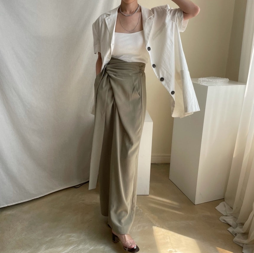 Wide Leg Business Wrap Pants