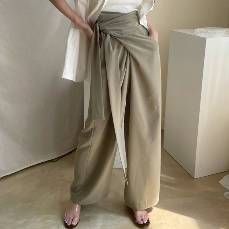 Wide Leg Business Wrap Pants