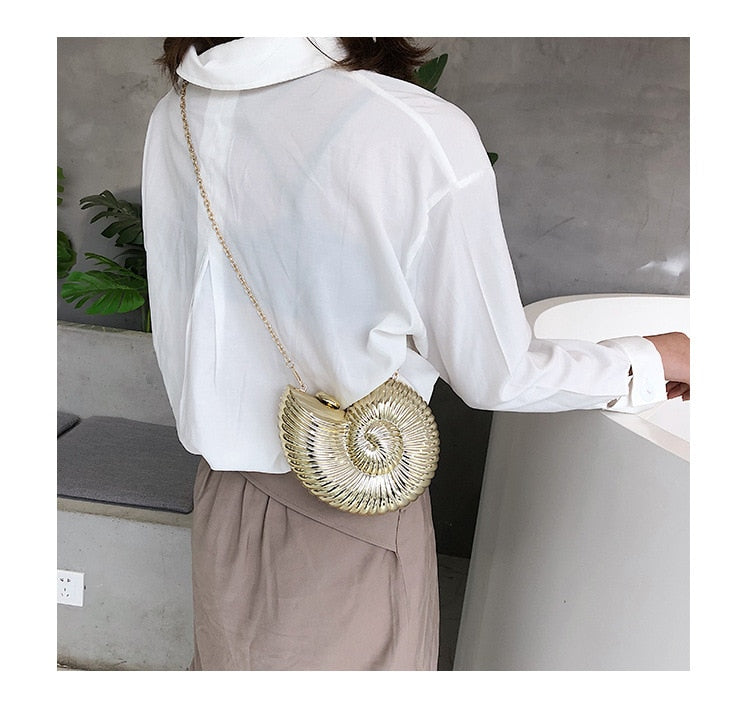 Fire Metallic Conch Bag Clutch