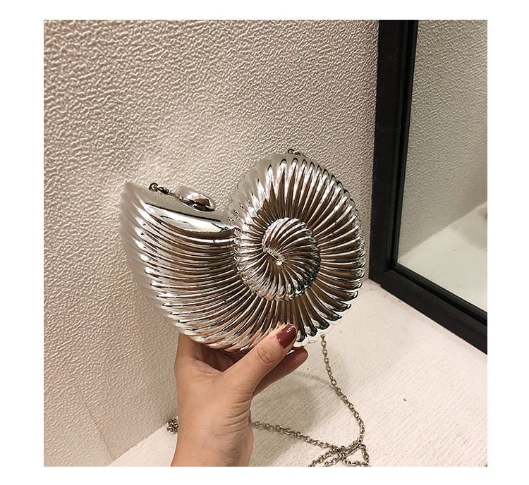 Fire Metallic Conch Bag Clutch