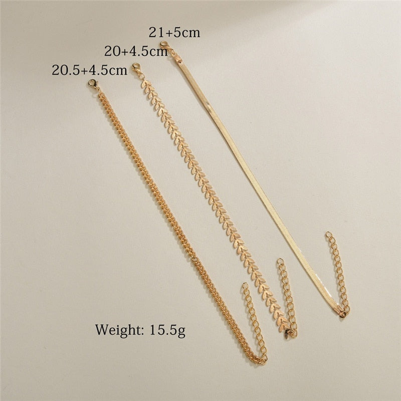 Greek Goddess Gold Anklets 3 Piece