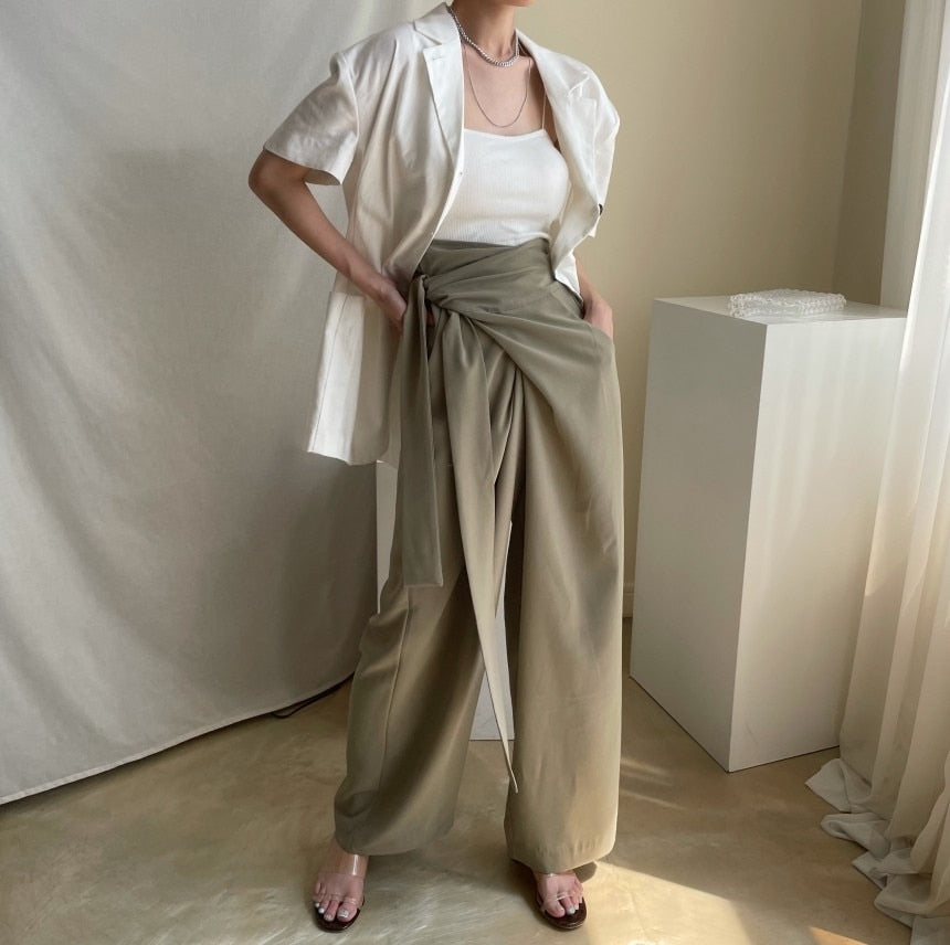 Wide Leg Business Wrap Pants