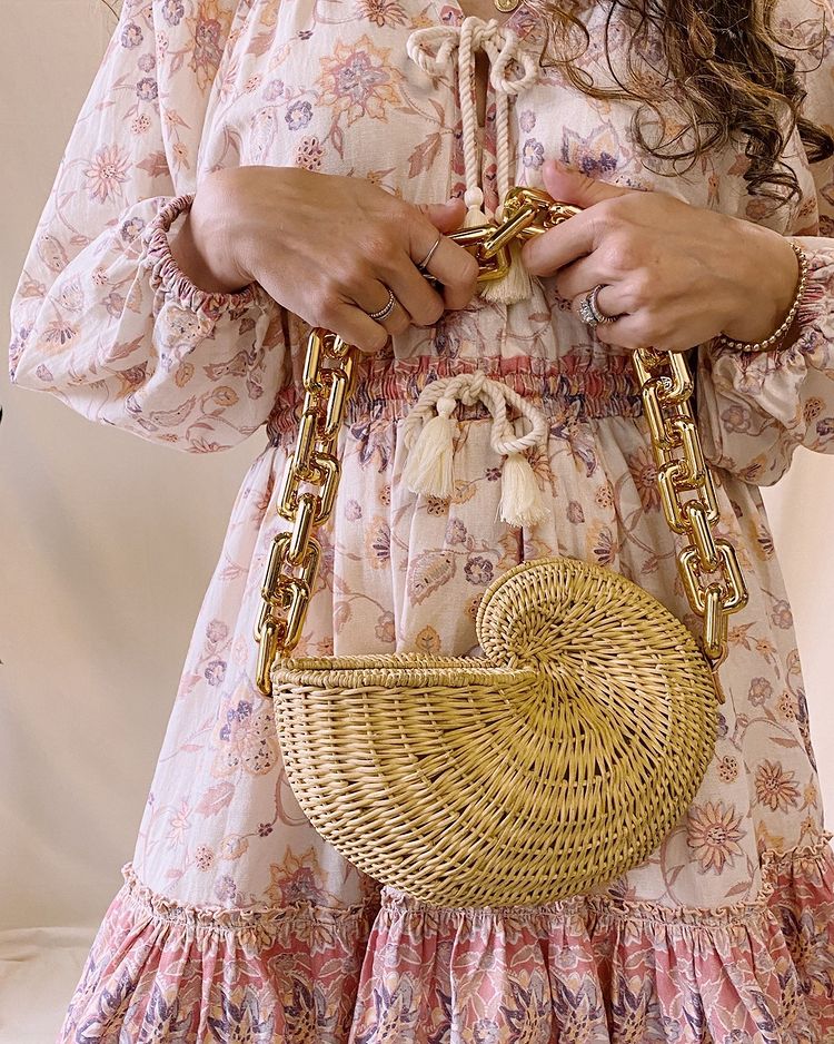 Rattan Wicker Conch Shoulder Bags