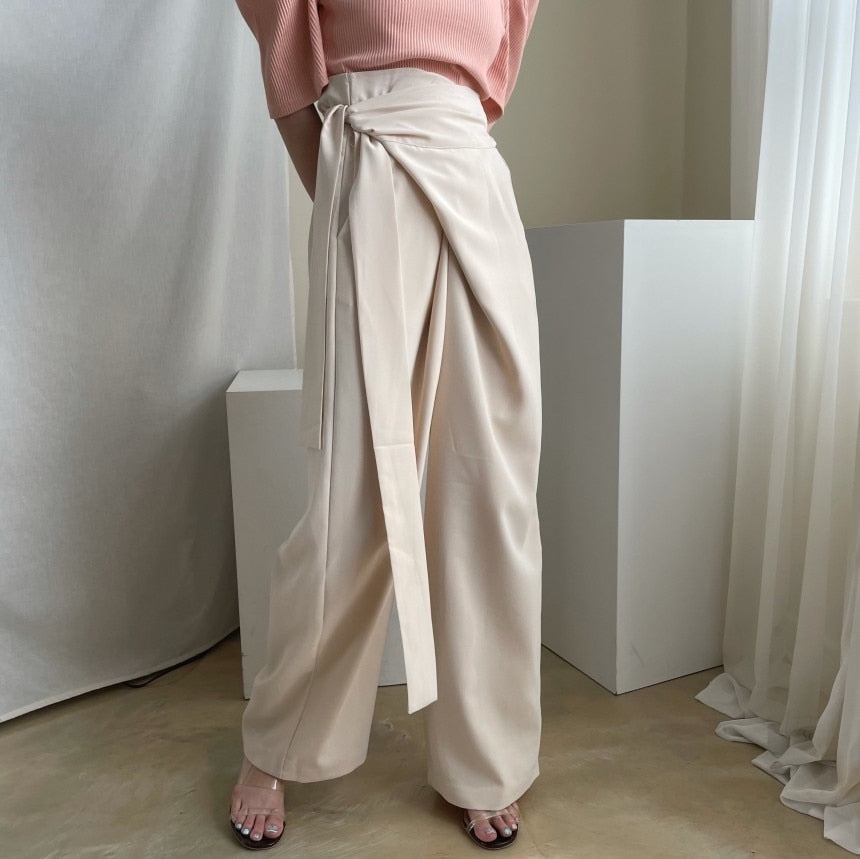 Wide Leg Business Wrap Pants