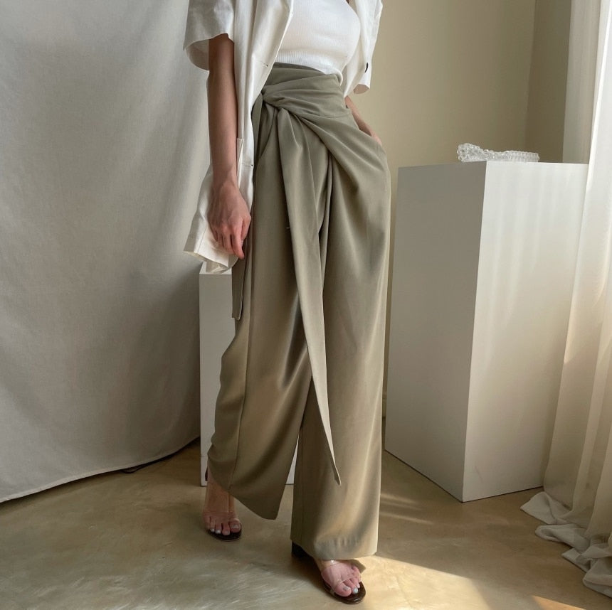 Wide Leg Business Wrap Pants