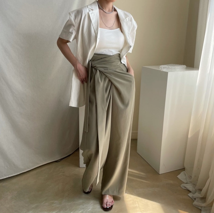 Wide Leg Business Wrap Pants