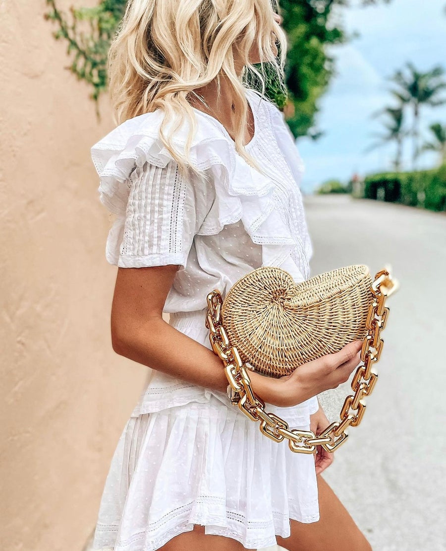 Rattan Wicker Conch Shoulder Bags