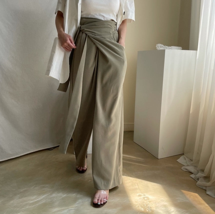 Wide Leg Business Wrap Pants