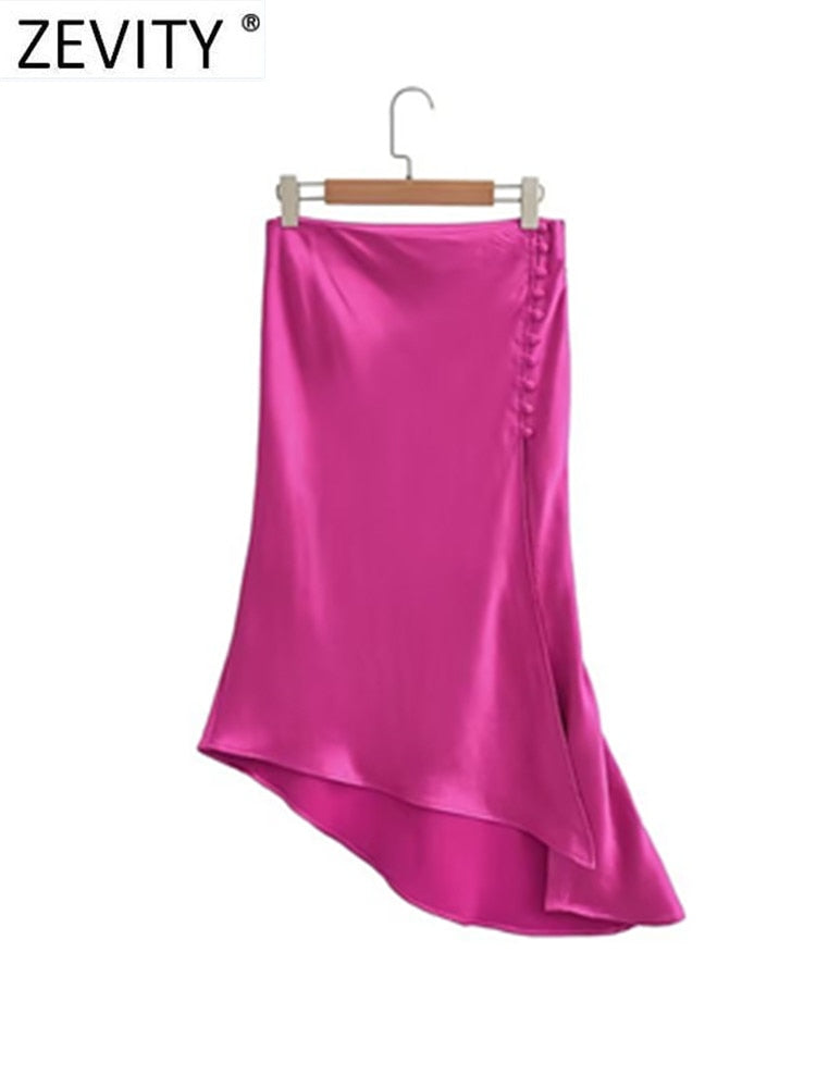 Paris Silk Style Button Skirt