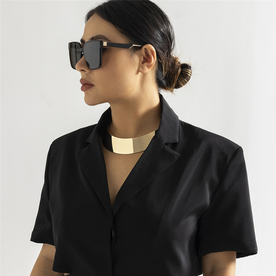 Cleo Chic Chocker Metal Collar Necklace