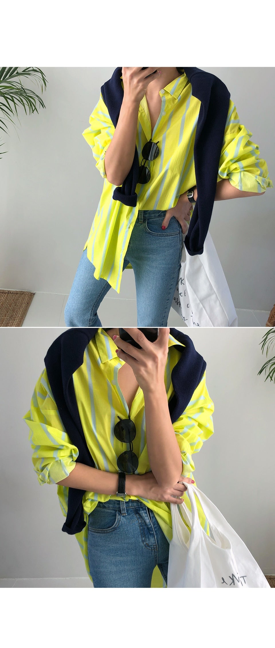 Neon Striped Long Sleeve Oversized Shirt