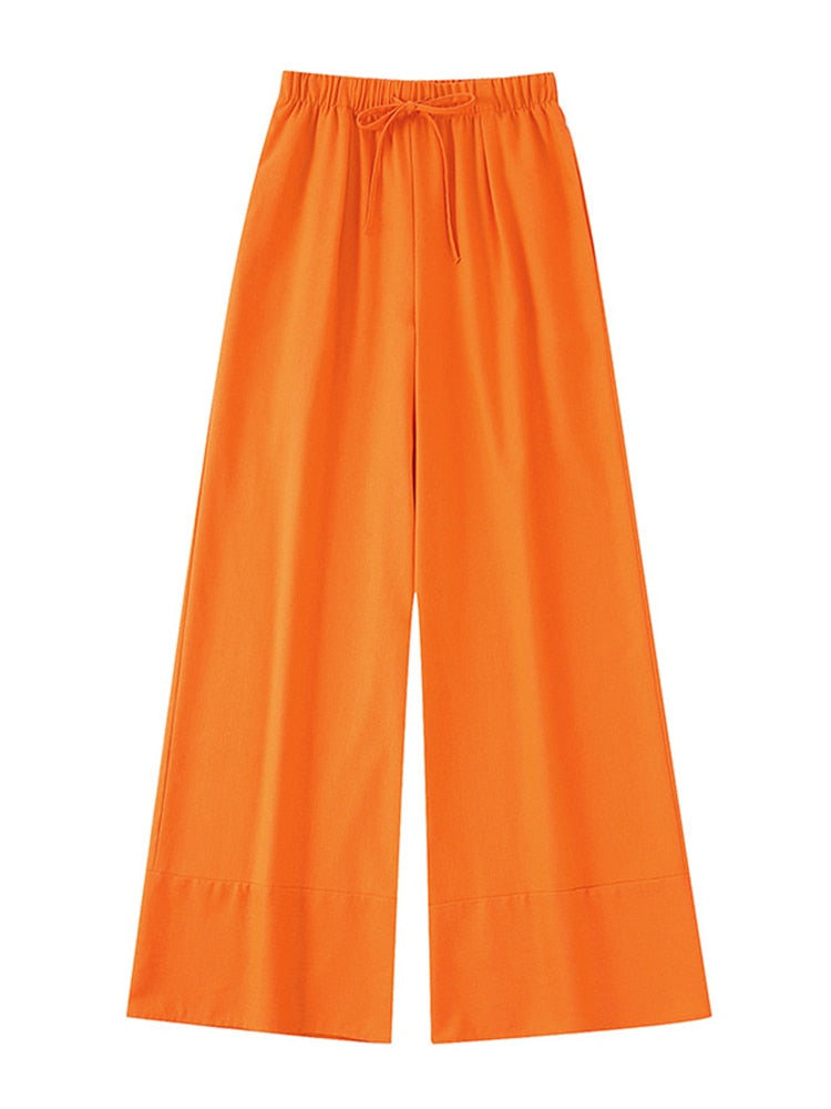 Lora Orange Linen Halter Top and Pants Set