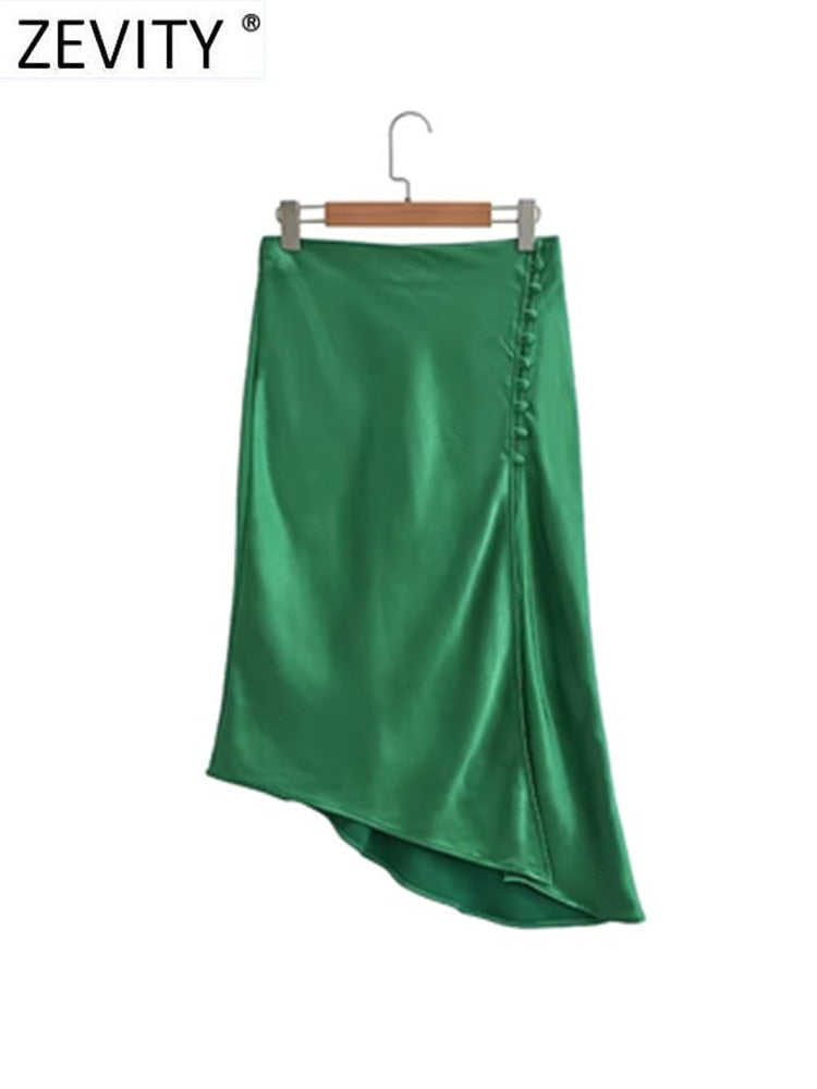 Paris Silk Style Button Skirt