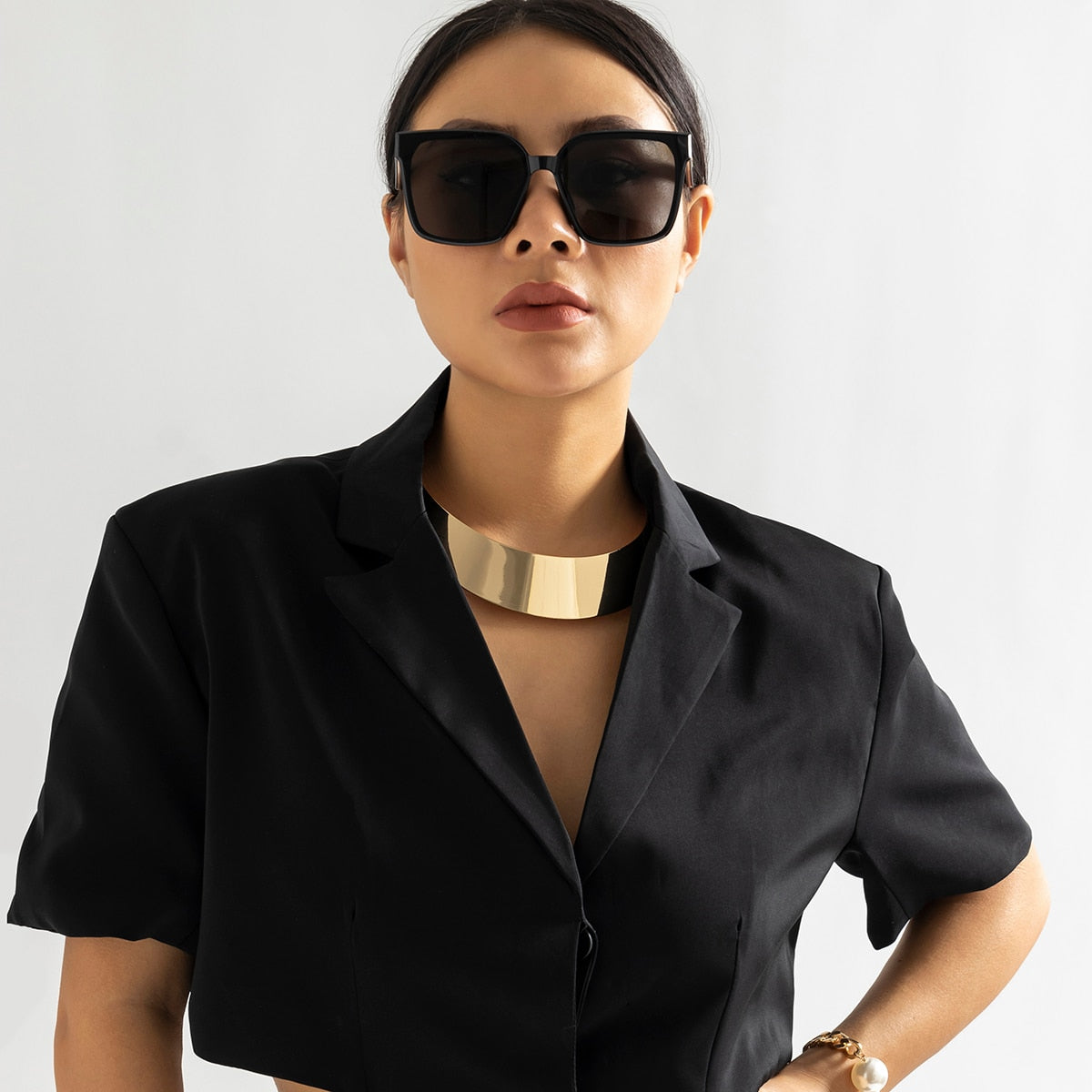 Cleo Chic Chocker Metal Collar Necklace