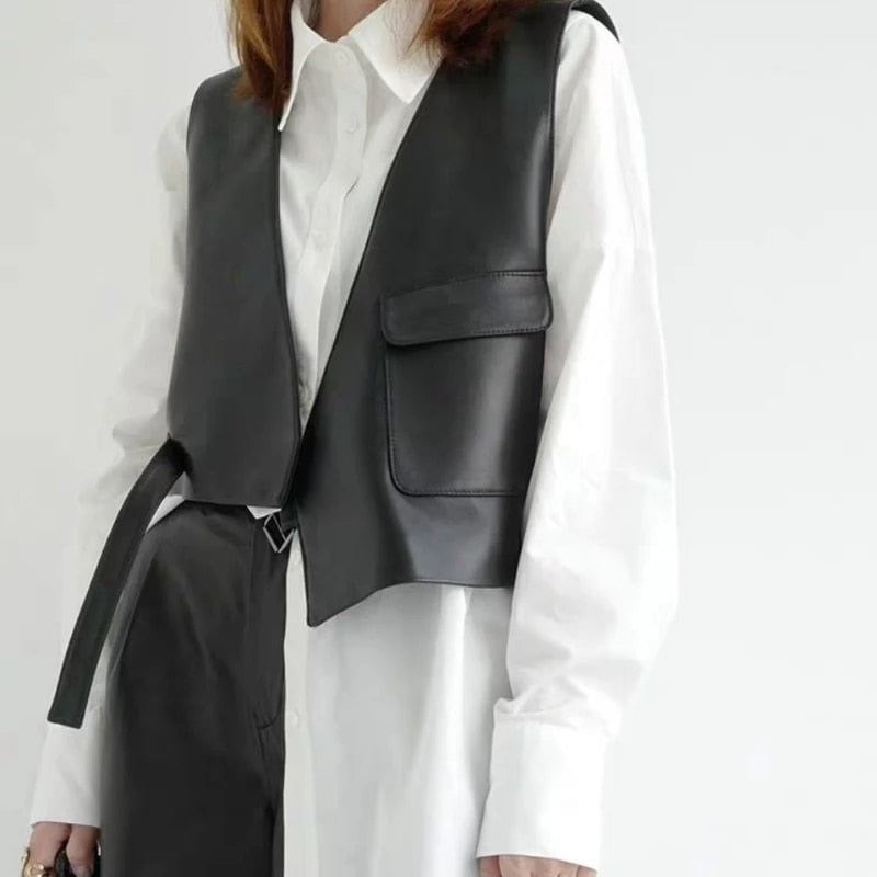 Femme Asymmetrical Short Waistcoat Vest