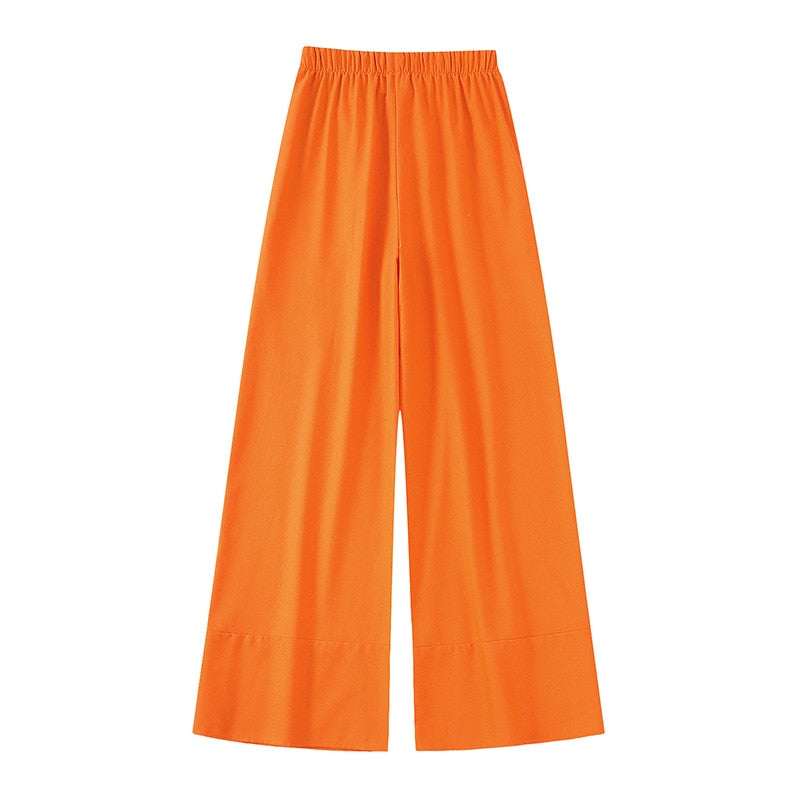 Lora Orange Linen Halter Top and Pants Set