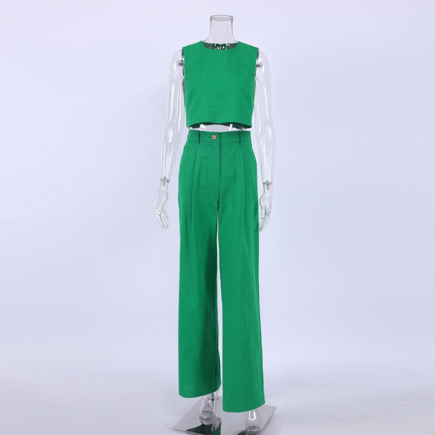 Paradise 2 Piece Crop Top and Wide Leg Pant