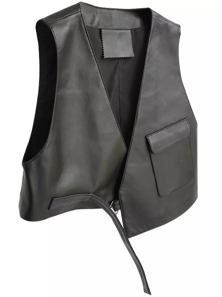 Femme Asymmetrical Short Waistcoat Vest